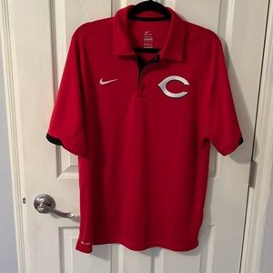 Authentic: MLB Brand Cincinnati Reds Baseball Nike Dri-FIT Polo Shirt-Mens M-Red